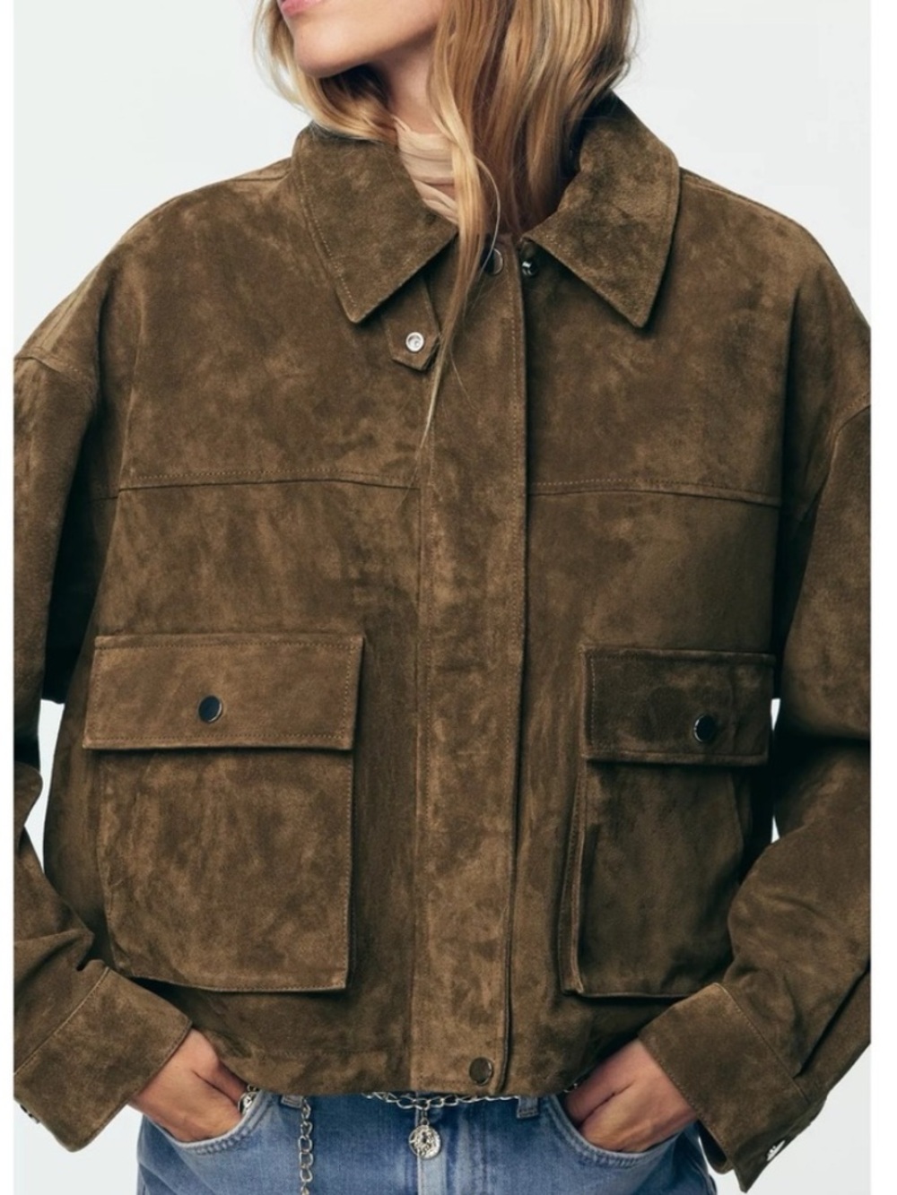 Zara NWT 100% leather bomber jacket 8073/253 - Picture 3 of 14